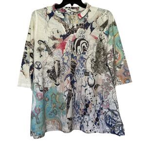 ATELIER 5 GOZDE YILMAZ women's size XL oversized geometric collared tunic top